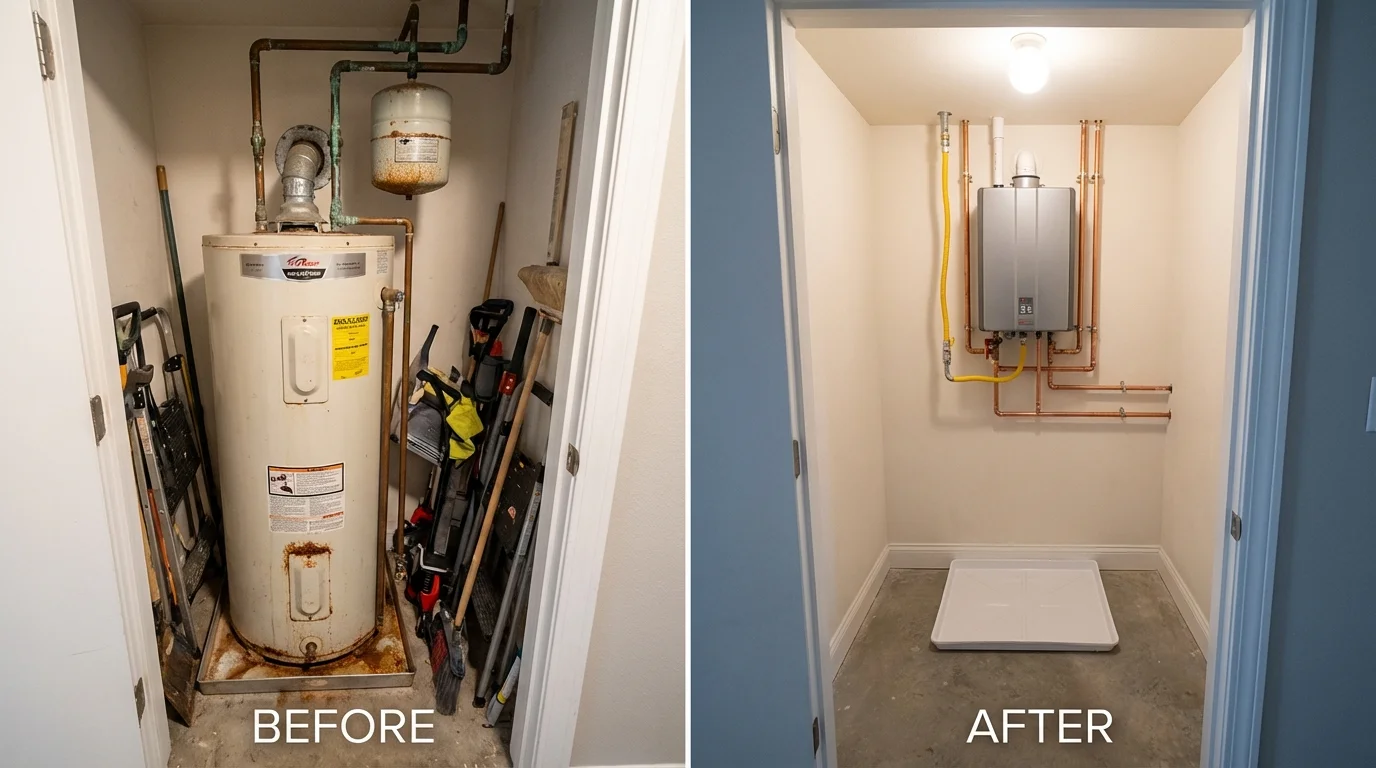 Tank water heater versus wall-mounted tankless unit comparison for Danville, NH homeowners